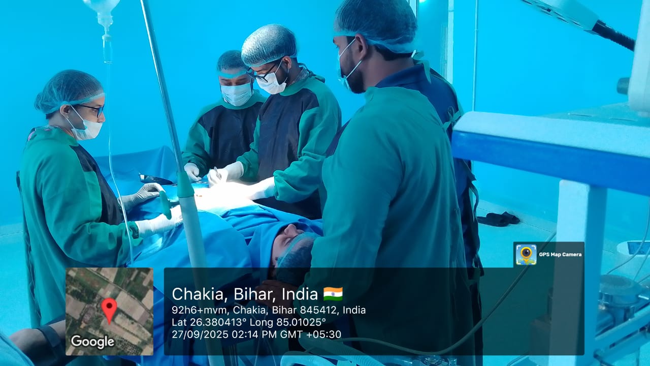 Modern medical classroom or laboratory with students and faculty